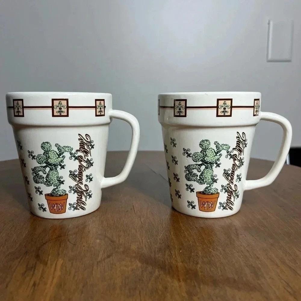 Walt Disney World Cactus Mug‎ Set of 2 WDW Vintage Flower Pot Design